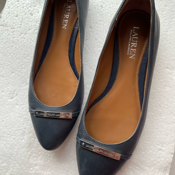 CLEARANCE 🚨 Authentic LAUREN RALPH LAUREN Navy Blue Farrel 100% Leather Flats - Picture 8 of 12
